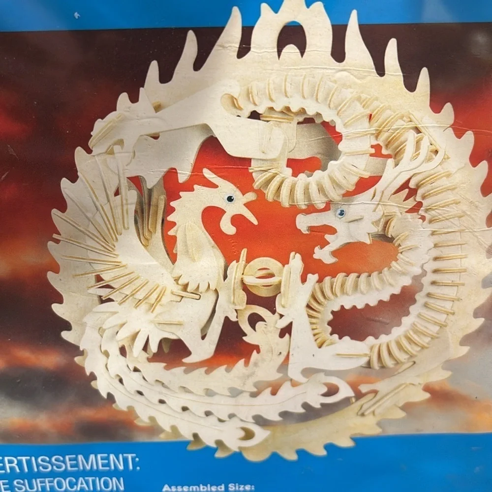 Creatology Wooden Puzzle - Lucky Dragon and Phoenix - White